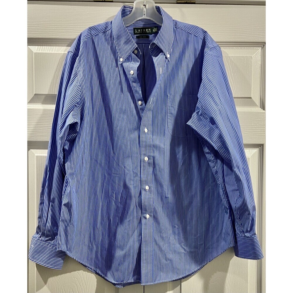Lauren Ralph Lauren Shirt Mens 16.5 34-35 Classic Fit Non Iron Stretch Blue